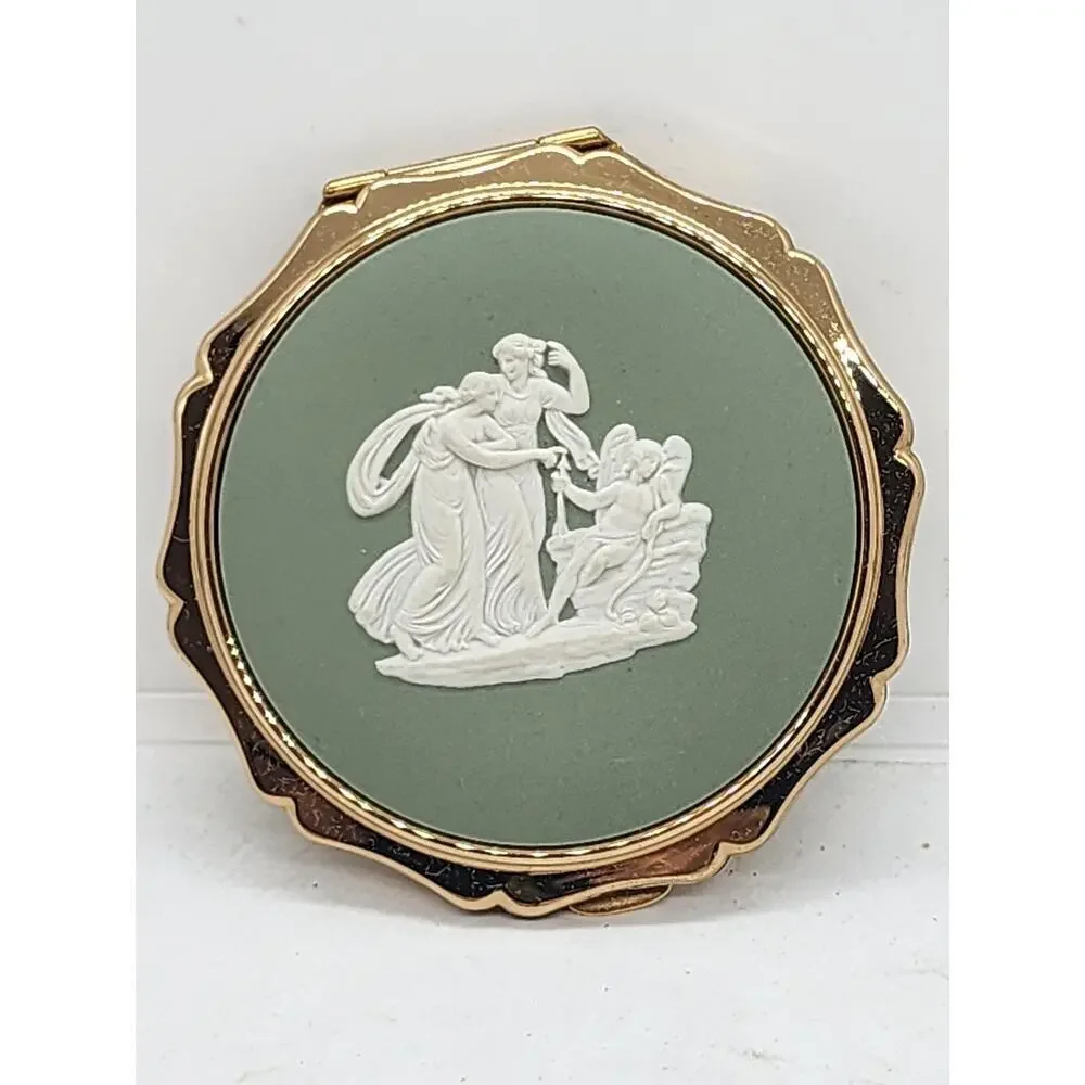 Vintage Stratton Wedgwood Jasperware Cameo Powder Compact England NEW NOS Unused